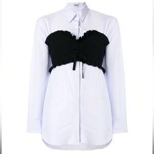 NWT Kenzo Bustier Button Down longline Shirt White/ black Knit Bustier S $495